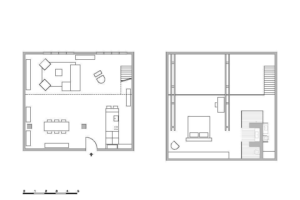 ground plans of main floor and the top floor