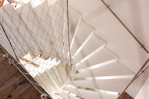 white staircase, view from above